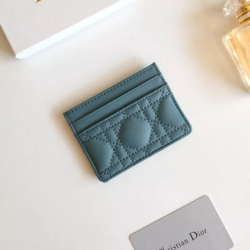 Cheap Hot Dior Card Holder Cannage Calfskin Teal 0117