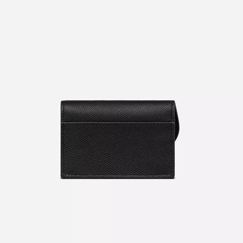 Affordable Hot Dior Saddle Flap Card Holder Grained Calfskin Black 0119