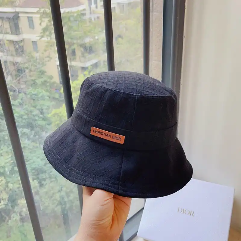 Affordable Hot Dior Bucket Hat Cannage Motif Cotton Navy Blue 0128