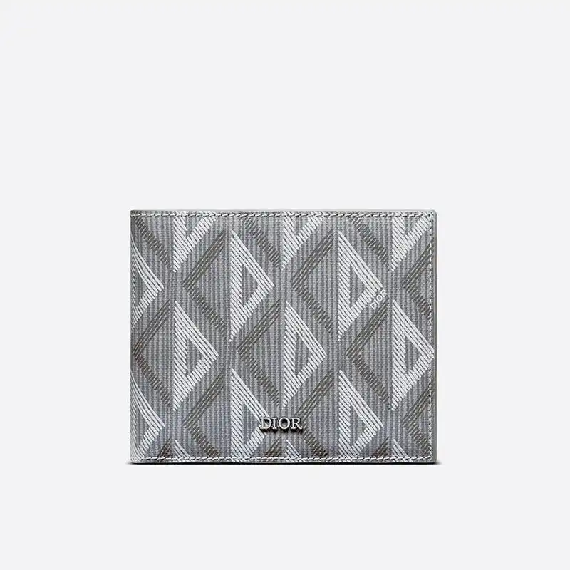 Cheap Hot Dior Bi-Fold Wallet CD Diamond Motif Canvas Grey 0122