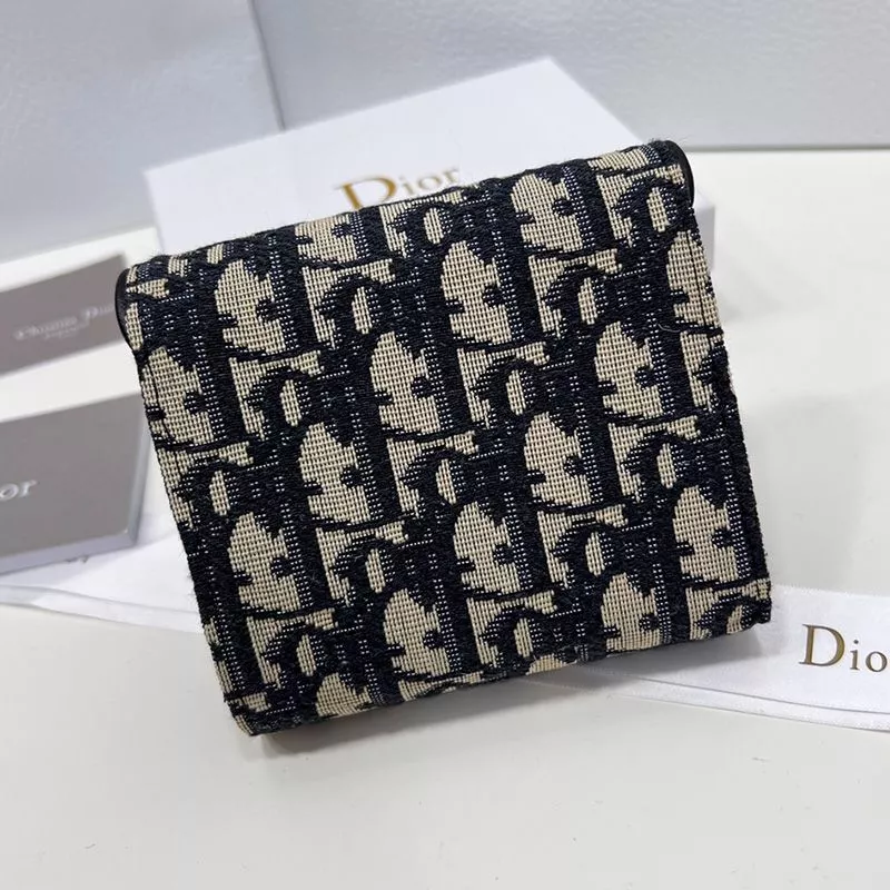 Affordable Hot Dior Saddle Three-Fold Card Holder Oblique Motif Canvas Black 0117