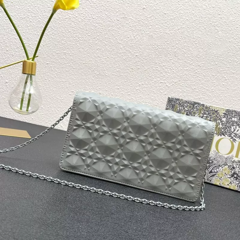 Affordable Hot Lady Dior Pouch Ultramatte Cannage Lambskin with Diamond Motif Grey 0114