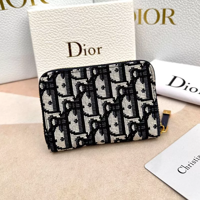 Affordable Hot Dior 30 Montaigne Voyageur Zip Wallet Oblique Motif Canvas Black 0114