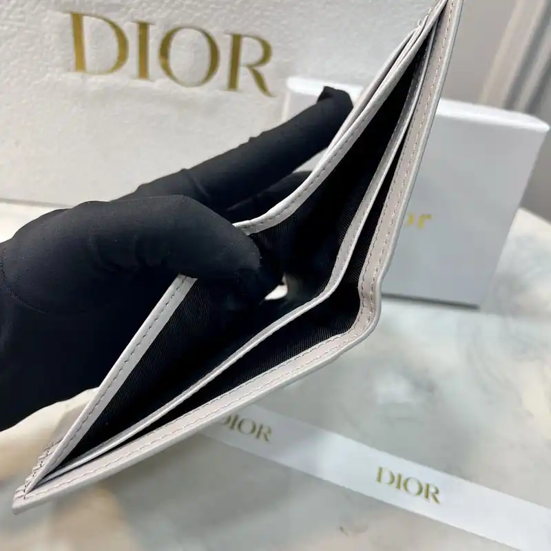 Affordable Hot Dior Bi-Fold Wallet Oblique Galaxy Leather Grey 0131