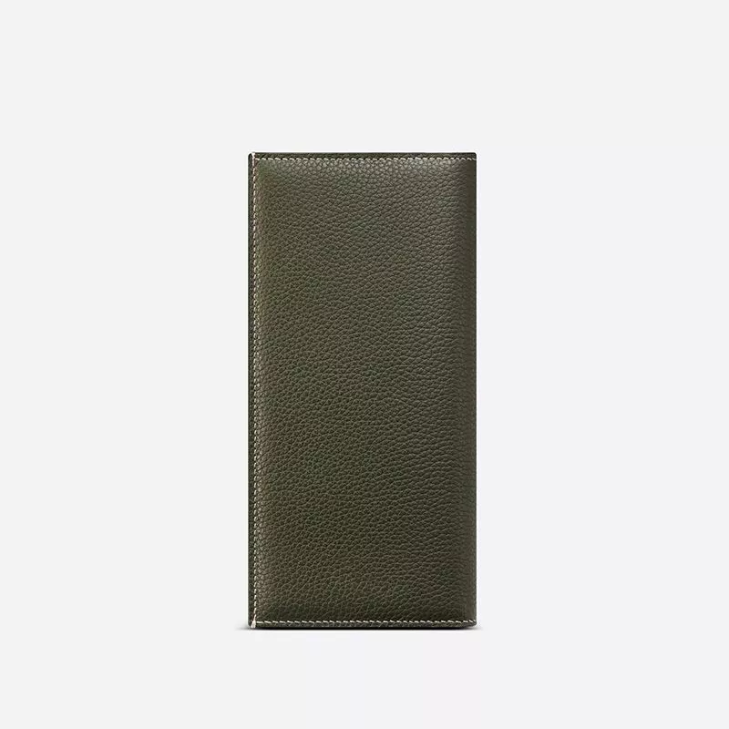 Affordable Hot Large Dior Vertical Wallet Grained Calfskin with CD Icon Signature Olive 0117