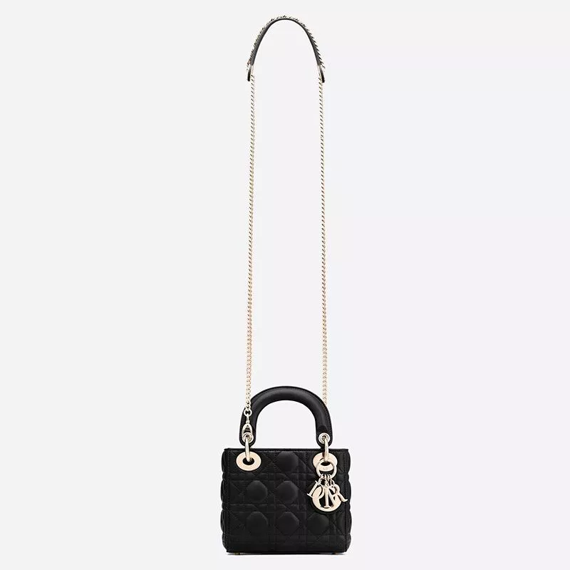 Affordable Hot Mini Lady Dior Bag Cannage Lambskin Black 0120