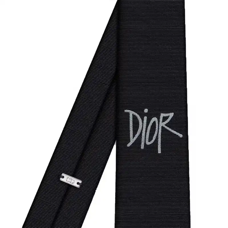 Affordable Hot Dior Tie Shawn Logo Motif Silk Black 0128