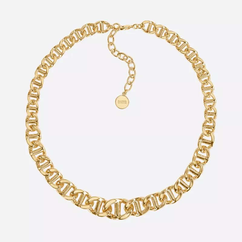 Hot Dior CD Navy Necklace Metal Gold 0118