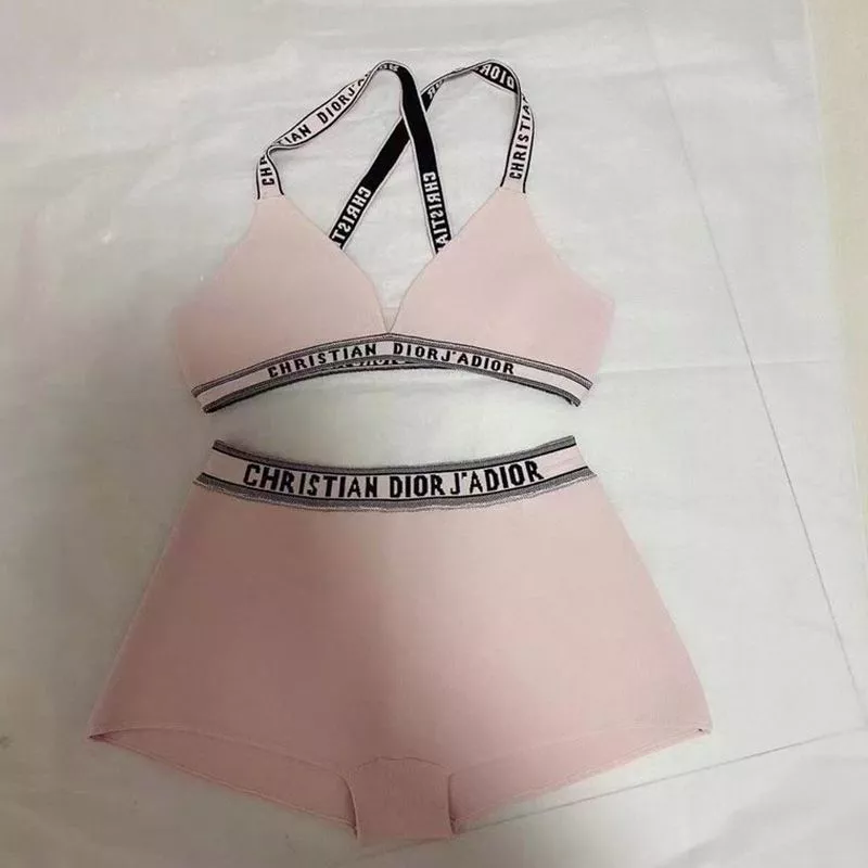 Hot Christian Dior J'Adior High Waisted Crisscross Bikini Women Lycra Pink 0113