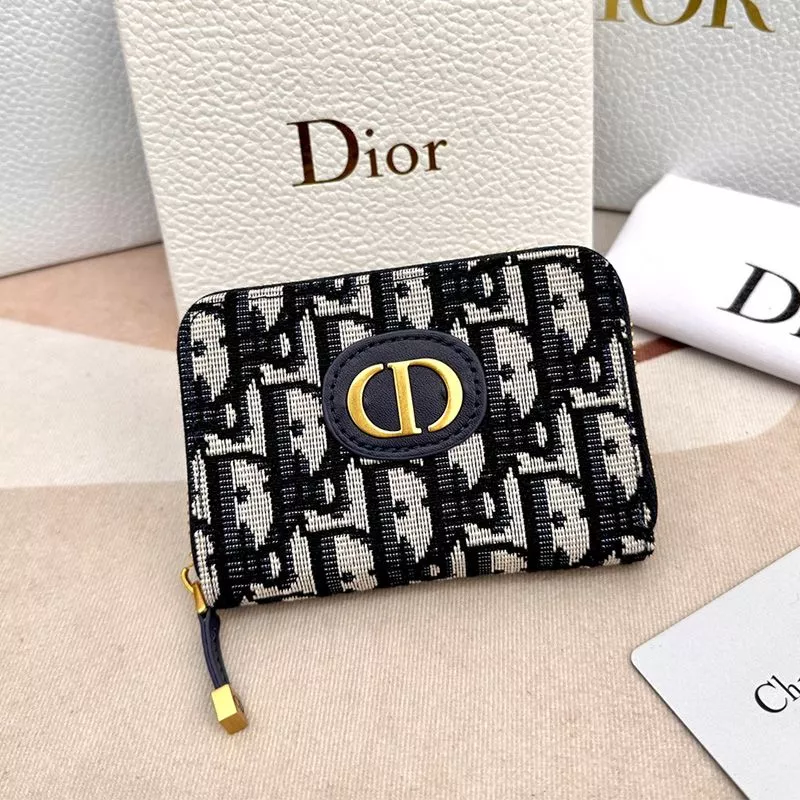 Hot Dior 30 Montaigne Voyageur Zip Wallet Oblique Motif Canvas Black 0114