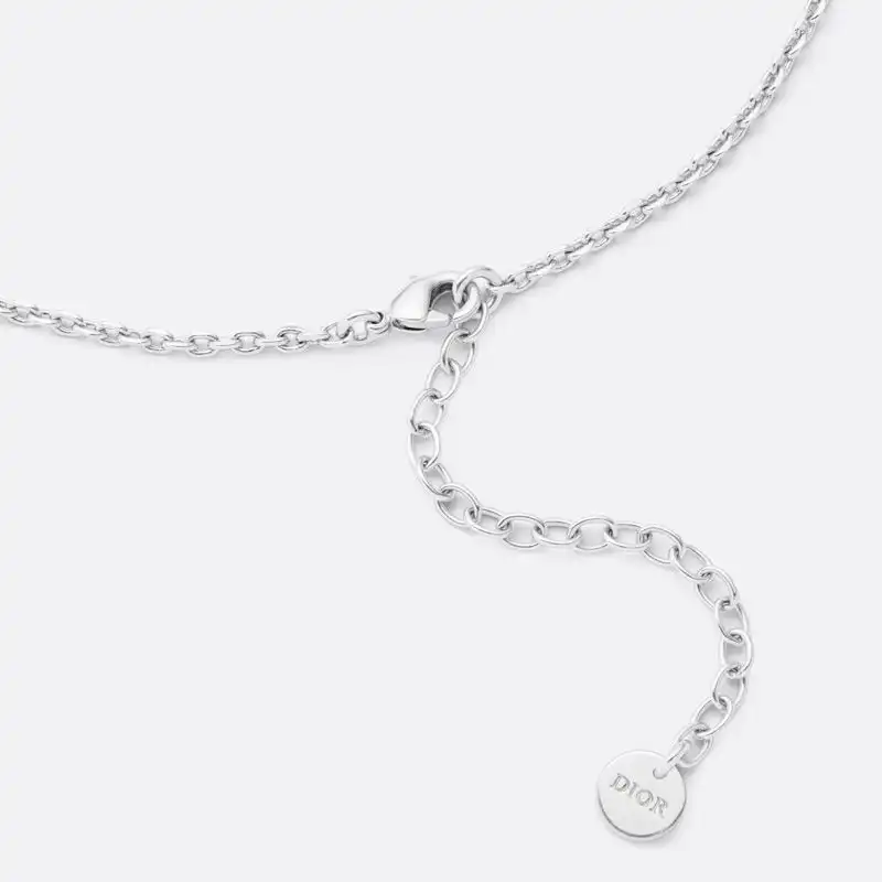 Affordable Hot Dior Clair D Lune Necklace Metal and Crystals Silver 0130