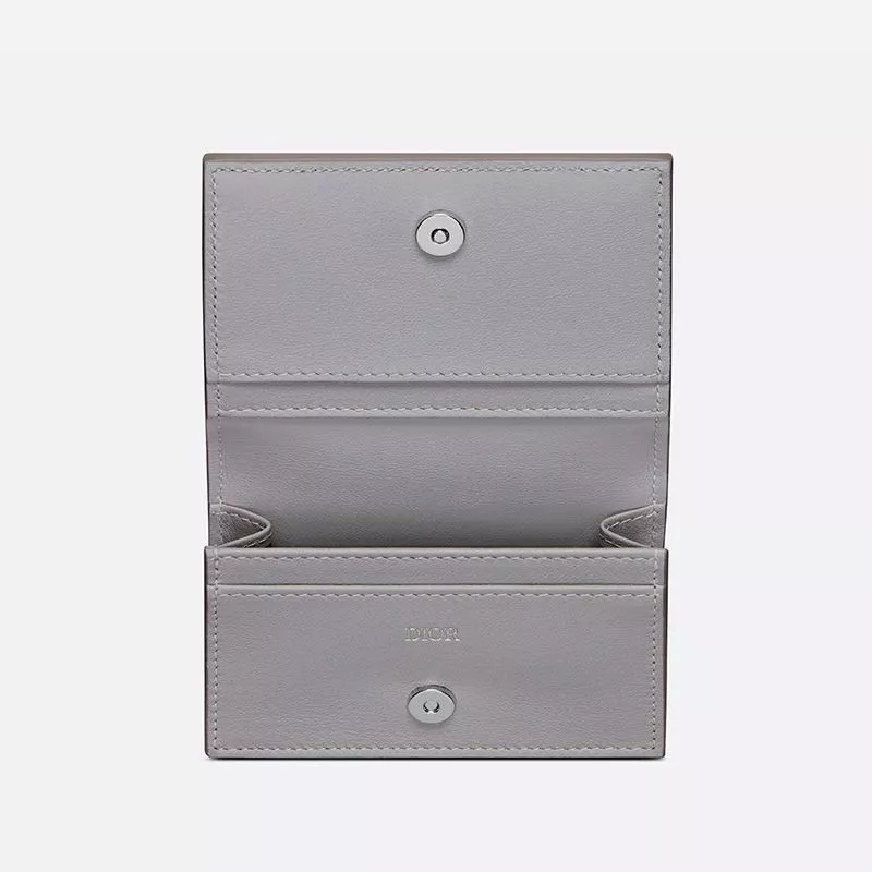 Affordable Hot Dior Business Card Holder CD Diamond Motif Canvas Grey 0117