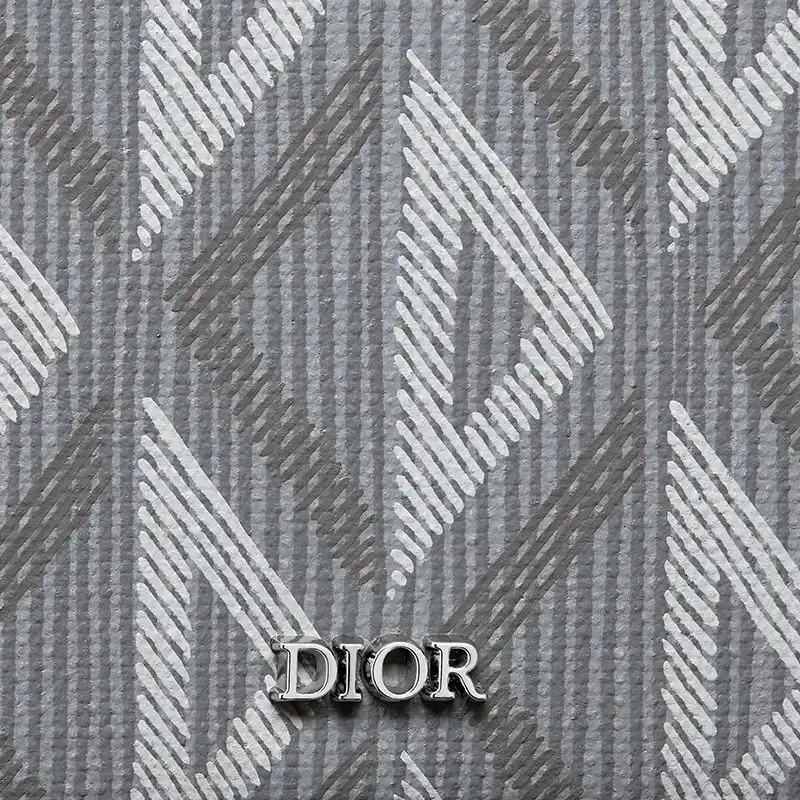 Cheap Hot Dior Bi-Fold Wallet CD Diamond Motif Canvas Grey 0122