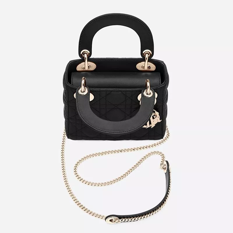 Affordable Hot Mini Lady Dior Bag Cannage Lambskin Black 0120