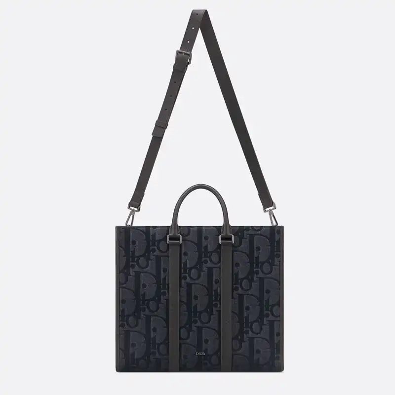 Affordable Hot Dior East-West Tote Maxi Oblique Motif Canvas Black 0127