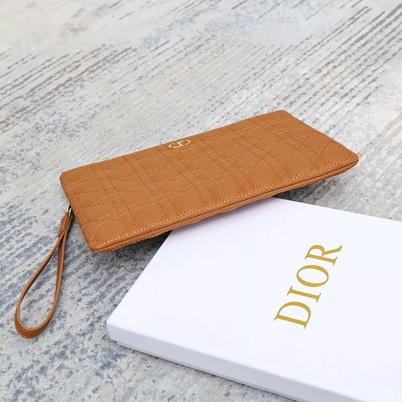 Affordable Hot Large Dior Caro Daily Pouch Cannage Calfskin Brown 0113