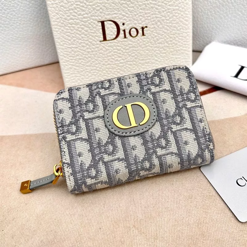 Hot Dior 30 Montaigne Voyageur Zip Wallet Oblique Motif Canvas Grey 0117