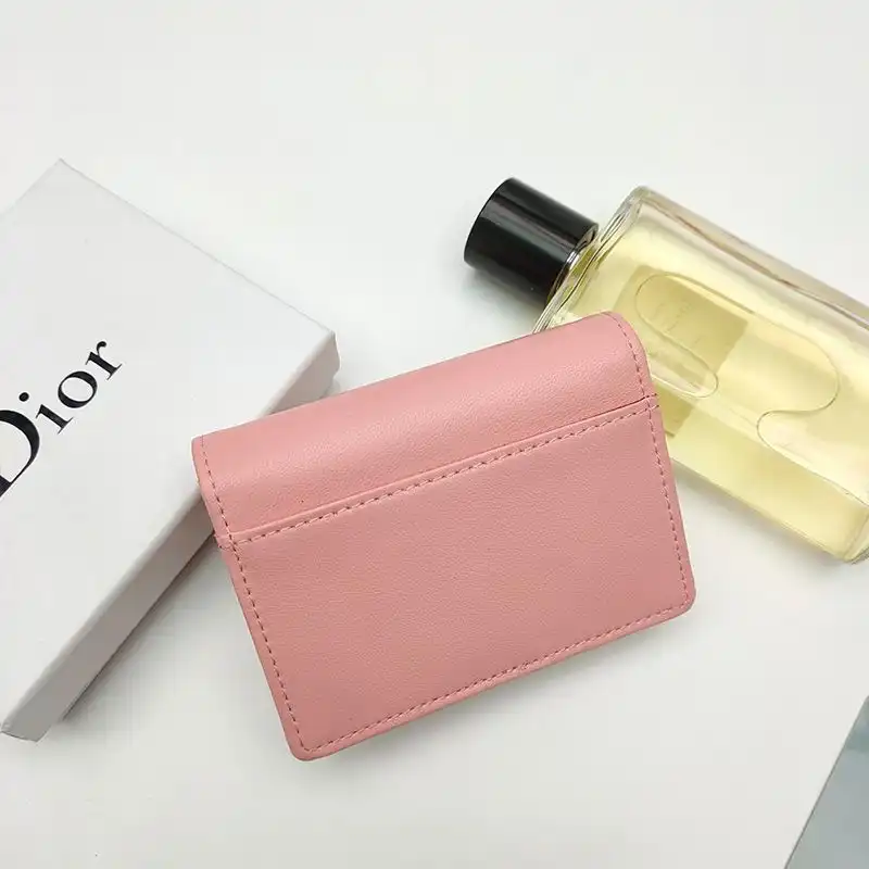 Affordable Hot Dior Saddle Flap Card Holder Goatskin Pink 0123