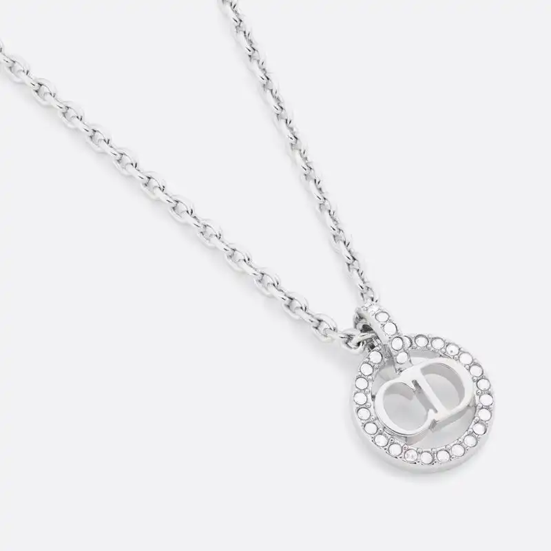 Affordable Hot Dior Clair D Lune Necklace Metal and Crystals Silver 0130