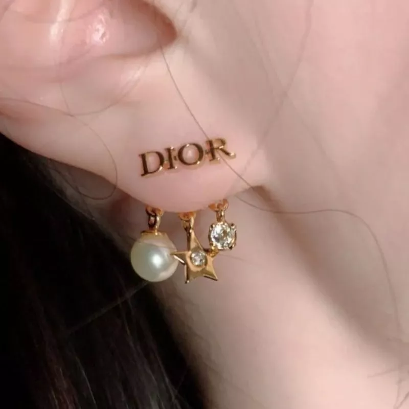 Affordable Hot Diorevolution Earrings Metal, White Resin Pearls And White Crystals Gold 0118