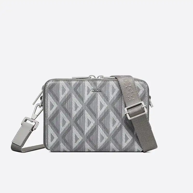 Cheap Hot Dior Messenger Pouch CD Diamond Motif Canvas Grey 0122