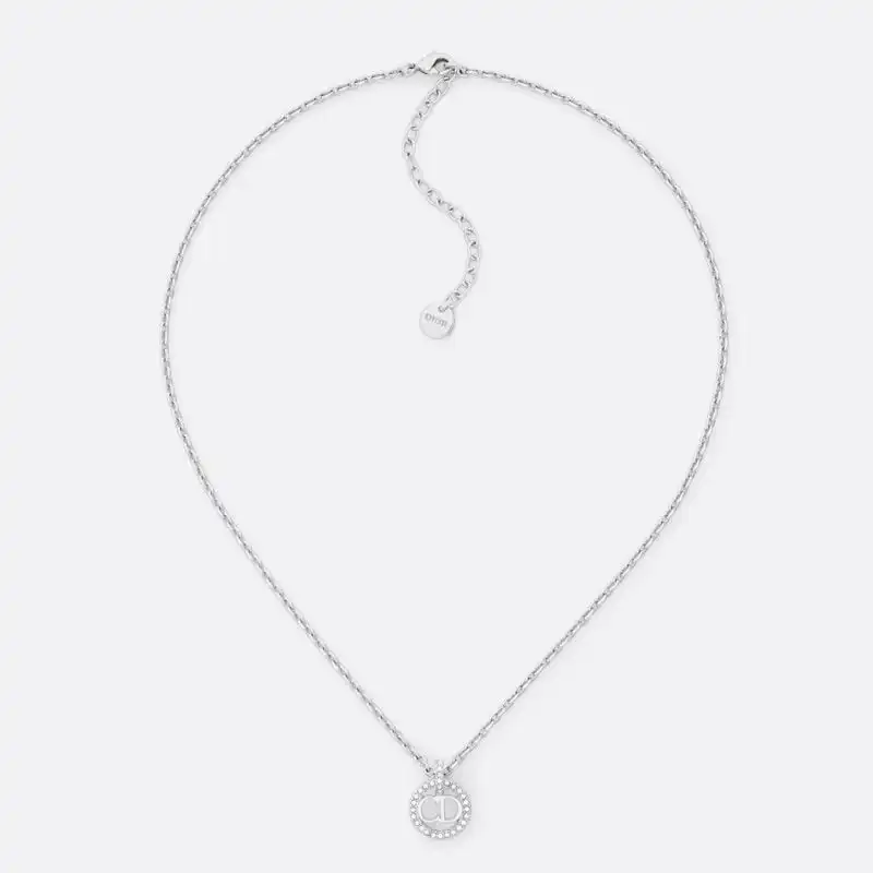 Affordable Hot Dior Clair D Lune Necklace Metal and Crystals Silver 0130