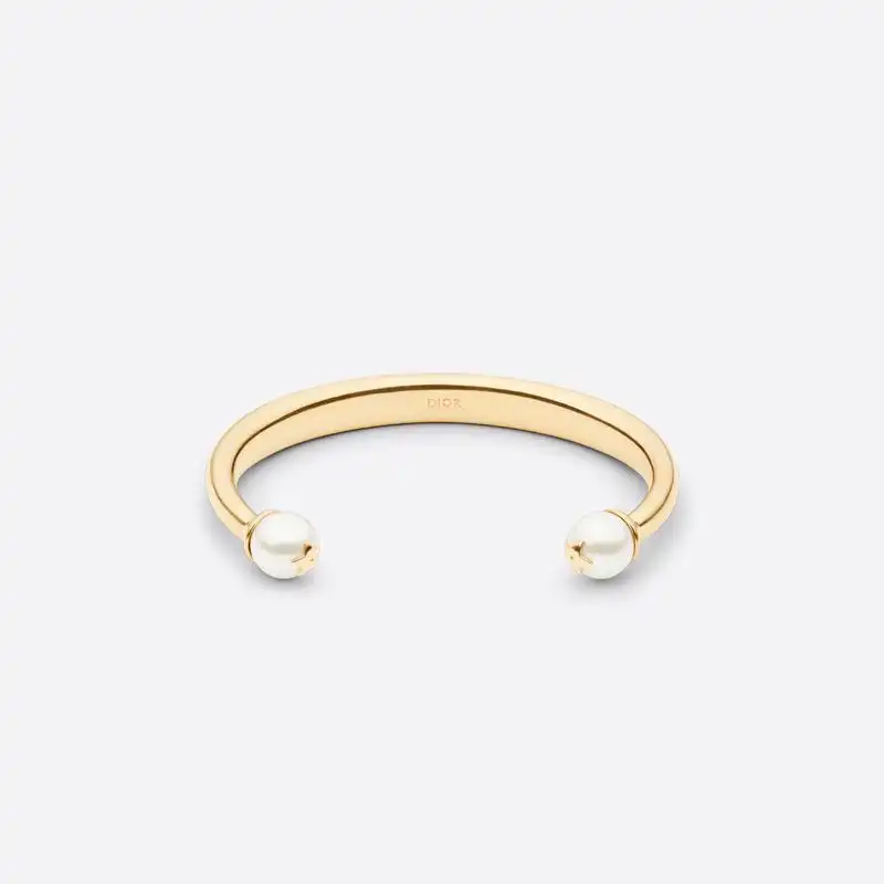 Cheap Hot Dior Tribales Bangle Metal and Pearls Gold 0126