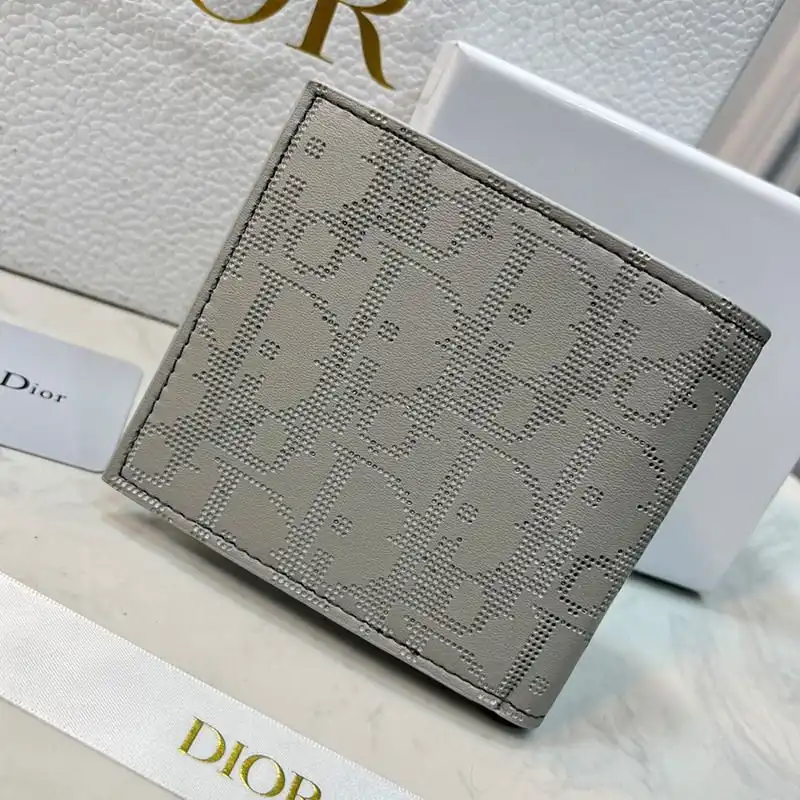 Affordable Hot Dior Bi-Fold Wallet Oblique Galaxy Leather Grey 0131