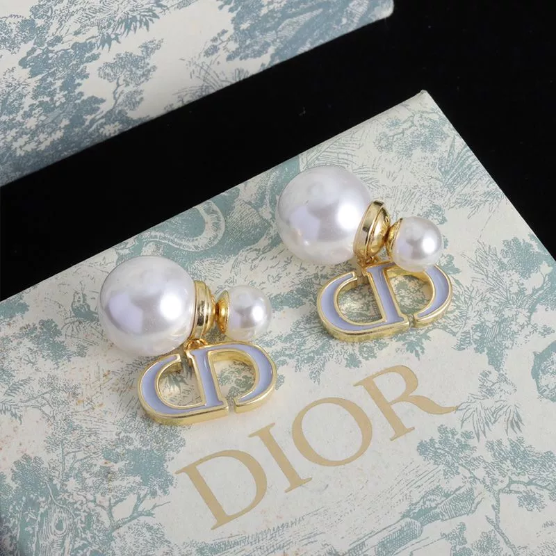 Hot Dior Tribales Earrings Metal, Pearls and Lacquer Gold White 0118