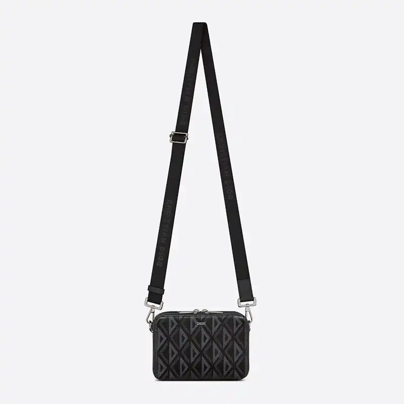 Cheap Hot Dior Messenger Pouch CD Diamond Motif Canvas Black 0131