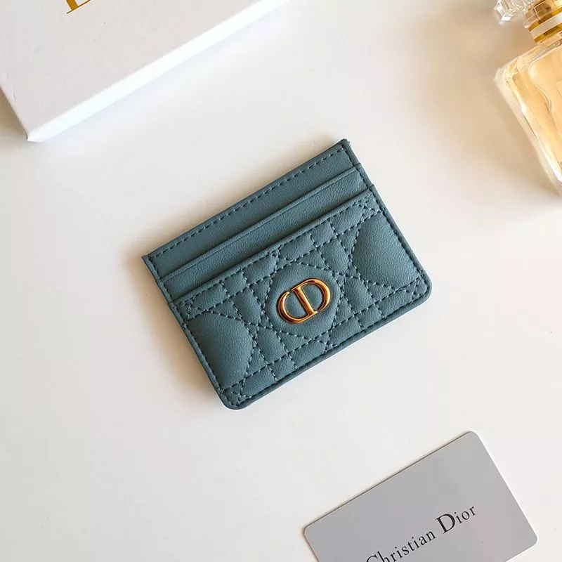 Hot Dior Card Holder Cannage Calfskin Teal 0117