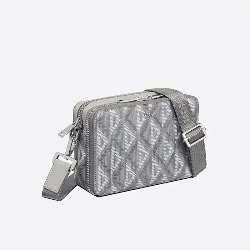 Cheap Hot Dior Messenger Pouch CD Diamond Motif Canvas Grey 0122