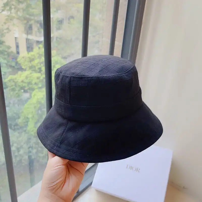 Affordable Hot Dior Bucket Hat Cannage Motif Cotton Navy Blue 0128