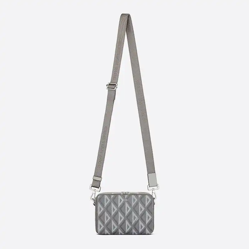 Cheap Hot Dior Messenger Pouch CD Diamond Motif Canvas Grey 0122