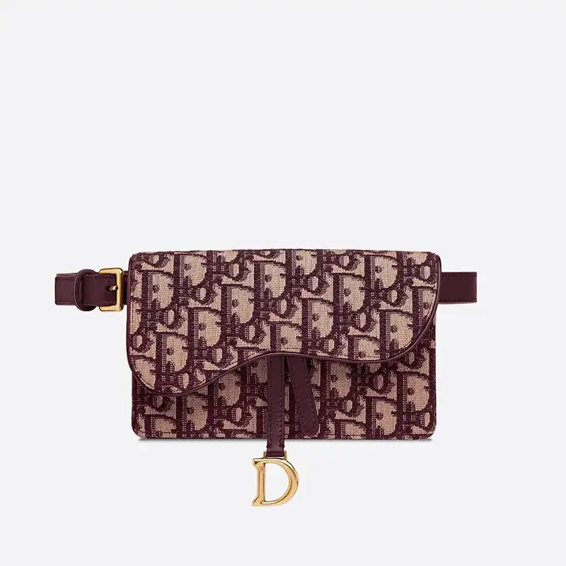 Cheap Hot Dior Saddle Belt Pouch Oblique Motif Canvas Burgundy 0122