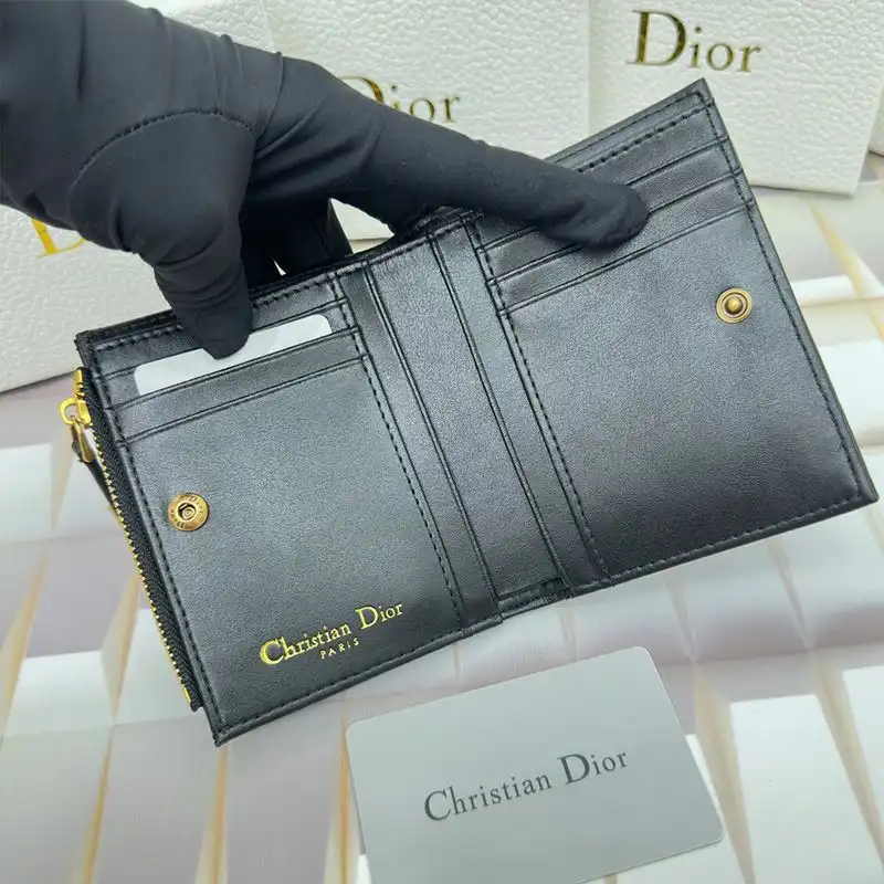 Affordable Hot Dior Caro Dahlia Card Holder Grained Calfskin Black 0202