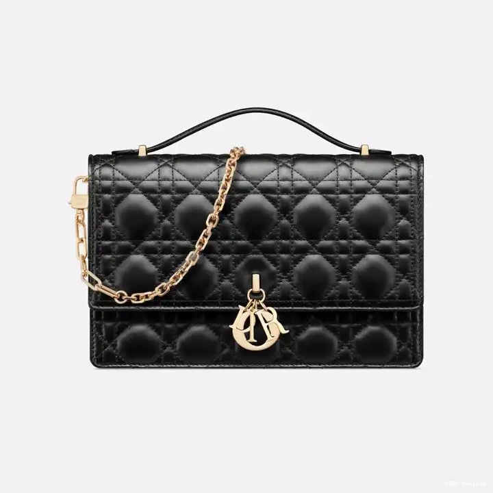 Affordable Hot Handle Top Cannage Dior Bag Miss Small Lambskin Black 0226