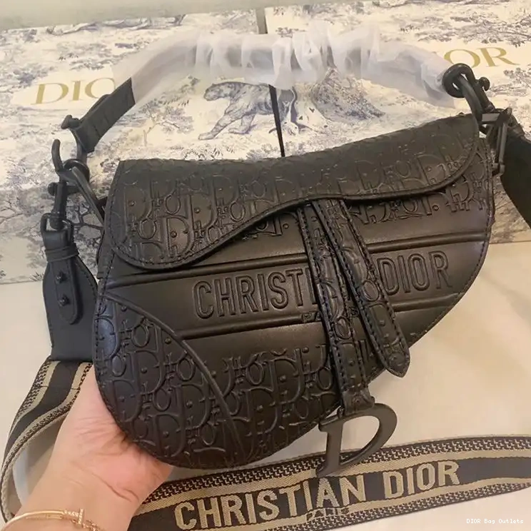 Affordable Hot Calfskin Saddle Dior Ultramatte Oblique Christian Black Embossed Bag 0224