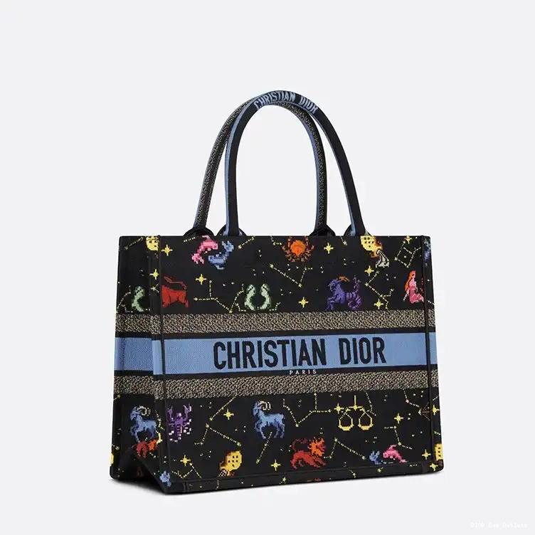 Affordable Hot Tote Dior Canvas Pixel Zodiac Motif Book Black 0217