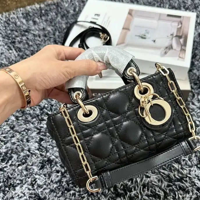 Affordable Hot Cannage Lambskin Lady Black Bag Micro D-Joy 0227