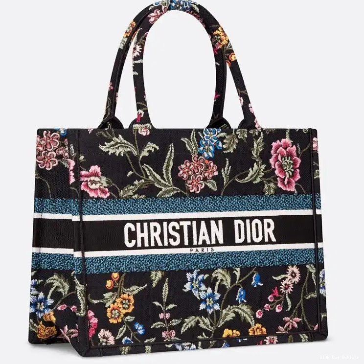 Affordable Hot Tote Petites Fleurs Black Dior Canvas Motif Book 0215