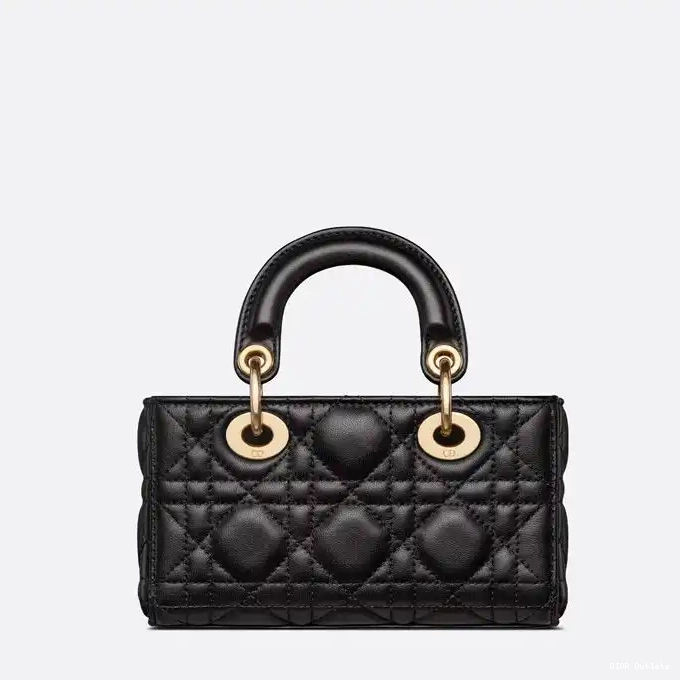 Affordable Hot Lambskin Lady D-Joy Bag Cannage Black Micro 0222