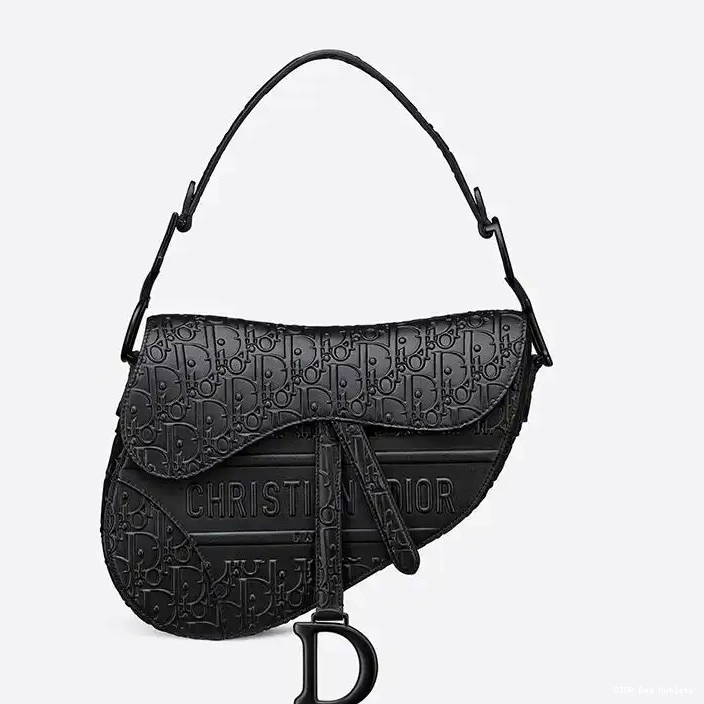 Affordable Hot Calfskin Saddle Dior Ultramatte Oblique Christian Black Embossed Bag 0224