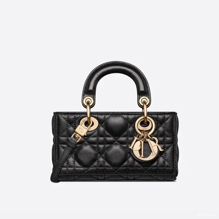 Affordable Hot Lambskin Lady D-Joy Bag Cannage Black Micro 0222