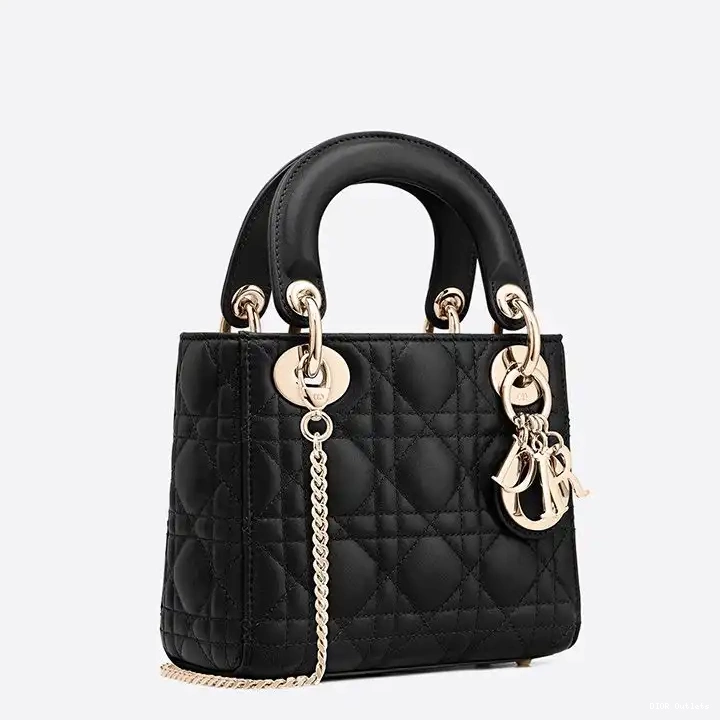 Affordable Hot Dior Cannage Lambskin Black Bag Mini Lady 0227