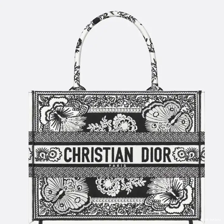 Cheap Hot Black Motif Canvas Dior Book Bandana Butterfly Tote 0216