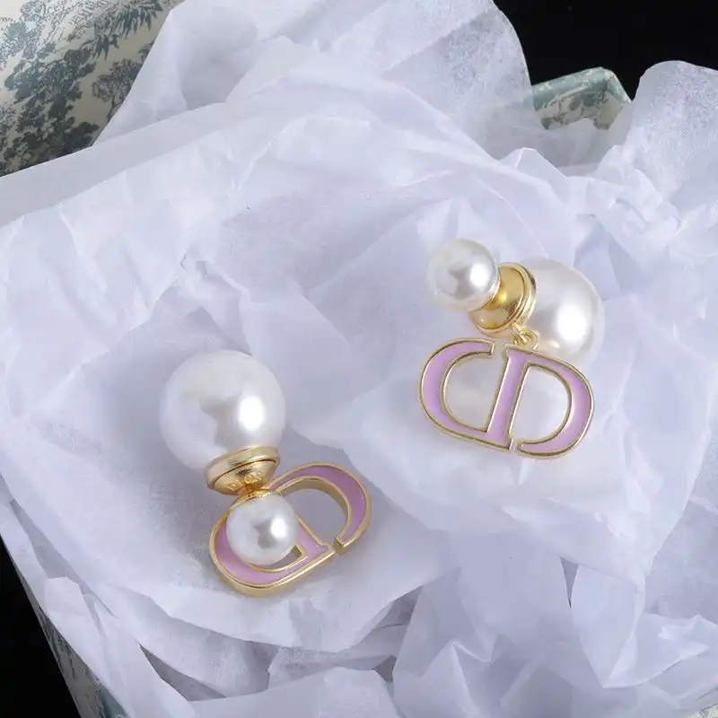 Affordable Hot Dior Tribales Earrings Metal, Pearls and Lacquer Gold Purple 0201