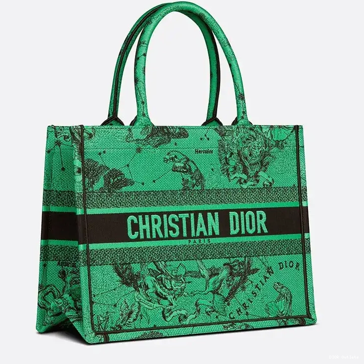 Affordable Hot de Jouy Motif Canvas Dior Zodiac Book Green Tote Toile 0217