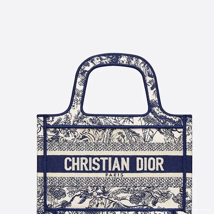 Affordable Hot Mini Dior Motif Toile De Book Jouy Canvas Tote Blue 0214