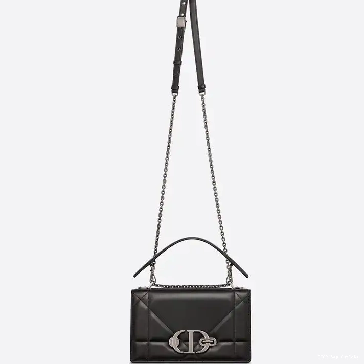 Affordable Hot 30 Dior Montaigne Lambskin Maxicannage Bag Black Handle with Chain 0224